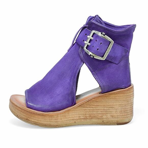A.S. 98 Shoes - A.S. 98 Naya Wedge Leather Sandals Purple 39 US 8.5 9